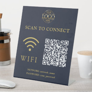 Moderne Wifi wachtwoord & netwerk QR Code Logo Reclamebord Met Voetstuk