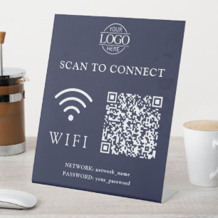 Moderne Wifi wachtwoord & netwerk QR Code Logo Reclamebord Met Voetstuk