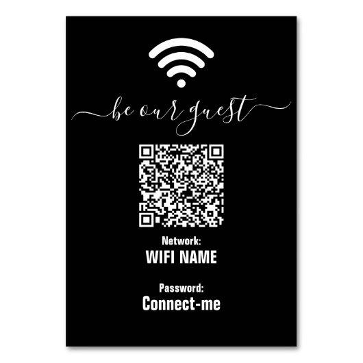 Moderne WiFi-wachtwoord teken minimalistische tafe Kaart (Achterkant)