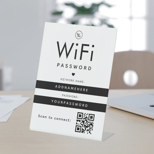 Moderne WiFi-wachtwoordcode Business Logo QR Code Reclamebord Met Voetstuk