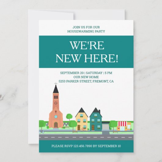 Moderne wijk Housewarming Party Kaart (Voorkant)