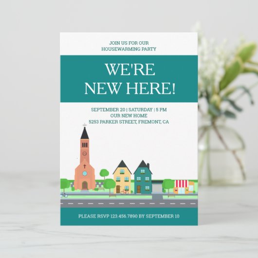Moderne wijk Housewarming Party Kaart (Staand voorkant)
