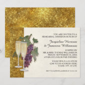 Moderne wijn Champagne glas thema repetitie diner Kaart (Voorkant / Achterkant)