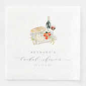 Moderne wijn- en kaas-picknick bruidsfeest servet (Voorkant)