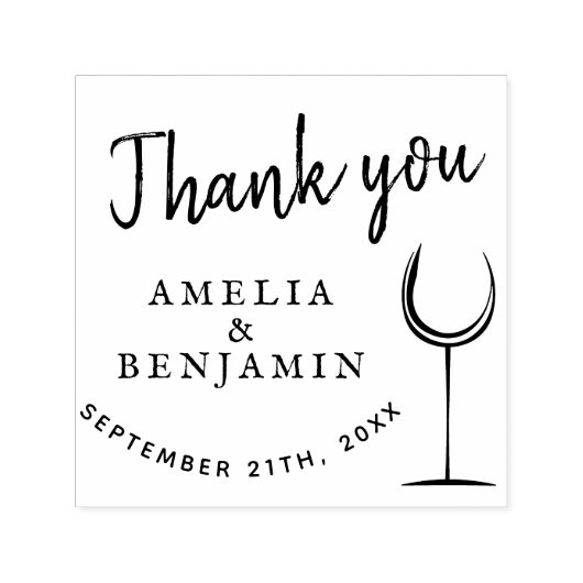 Moderne wijn Glass Dank je huwelijk Zelfinktende Stempel (Design)