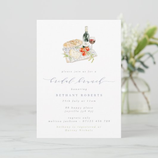 Moderne Wijn & Kaas Bruids Brunch Picknick Kaart (Staand voorkant)