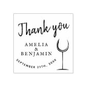Moderne wijnglas typografie Dank u bruiloft Rubberstempel (Afrduk)