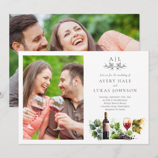 Moderne wijnmakerij bestemming bruiloft kaart (Voorkant / Achterkant)