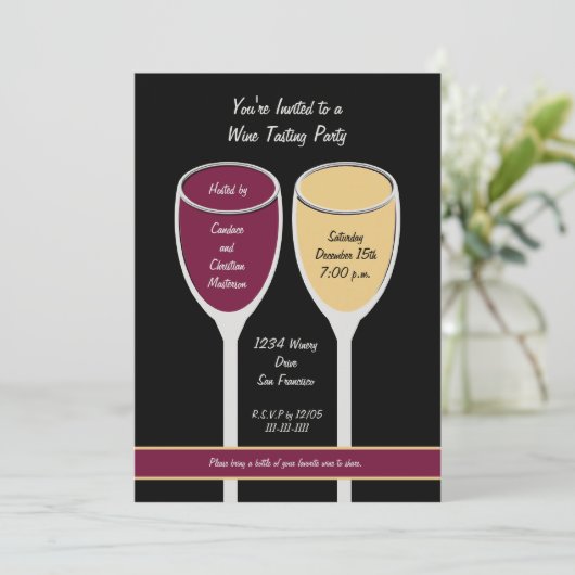 Moderne wijnproeverij uitnodiging (Staand voorkant)