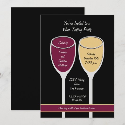 Moderne wijnproeverij uitnodiging (Voorkant / Achterkant)