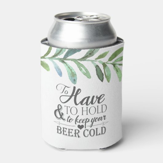 Moderne wijnstokken Botanische bruiloft gunst Blikjeskoeler (Blikje Voorkant)