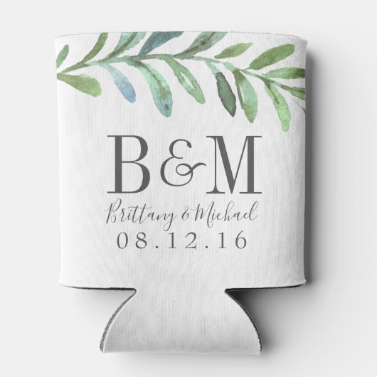 Moderne wijnstokken Botanische bruiloft gunst Blikjeskoeler (Achterkant)