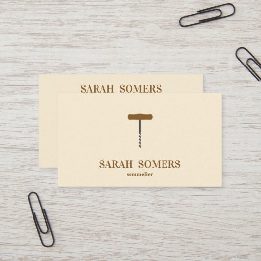 Moderne wijnvlek Kurkentrekker Sommelier Bartender Visitekaartje (Voorkant / Achterkant in situ)