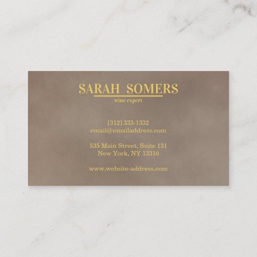 Moderne wijnvlek Kurkentrekker Sommelier Bartender Visitekaartje (Achterkant)