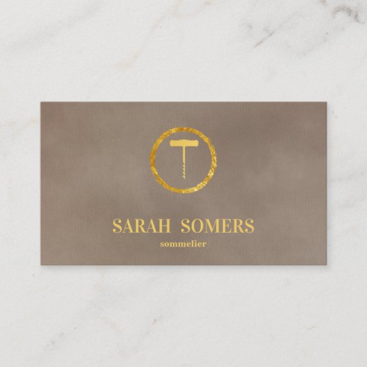 Moderne wijnvlek Kurkentrekker Sommelier Bartender Visitekaartje (Voorkant)