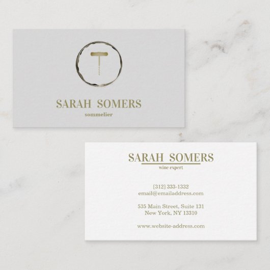 Moderne wijnvlek Kurkentrekker Sommelier Bartender Visitekaartje (Voorkant / Achterkant)