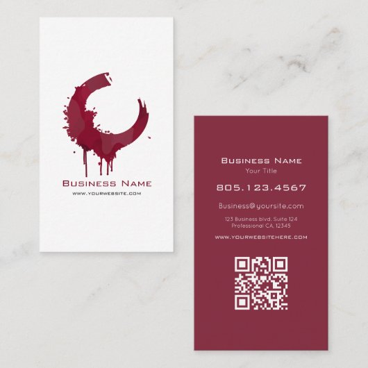 Moderne wijnwerveling aangepaste QR-code Visitekaartje (Voorkant / Achterkant)