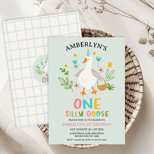 Moderne Wijze Een Gekke Gans 1e Verjaardag Kaart