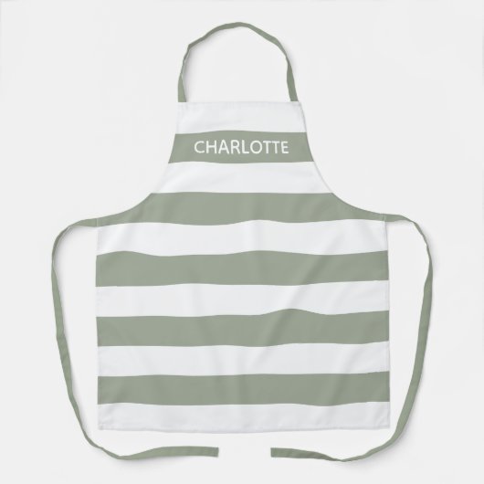 Moderne wijze groen en witte strepen aangepaste na schort (Voorkant)