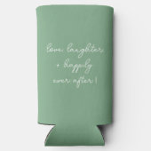 Moderne wijze groene bruiloft quote seltzer blikjeskoeler (Achterkant)