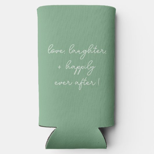 Moderne wijze groene bruiloft quote seltzer blikjeskoeler (Achterkant)