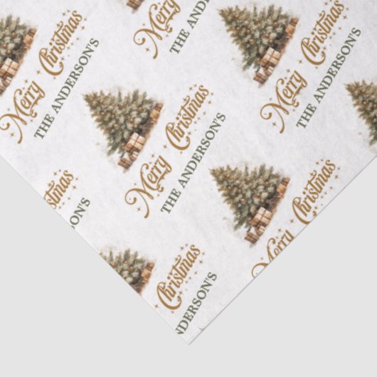 Moderne wijze groene en koperen kerstboom tissuepapier (Detail)