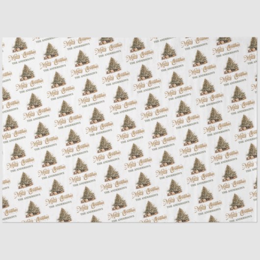 Moderne wijze groene en koperen kerstboom tissuepapier (Voorkant)