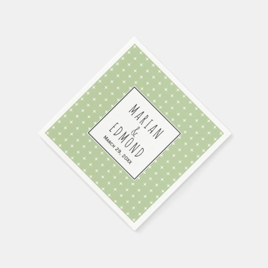 Moderne wijze groene geometrische typografie bruil servet (Hoek)