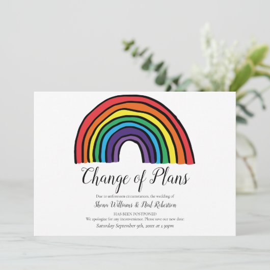 Moderne wijziging van datum uitgestelde gebeurteni save the date (Staand voorkant)