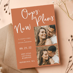 Moderne wijzigingsdatum bruiloft Terracotta Uitste Save The Date