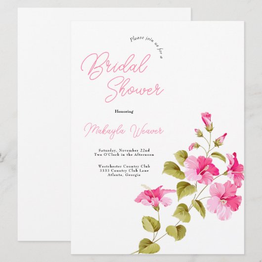 Moderne, wild bloemen script vrijgezellenfeest kaart (Voorkant / Achterkant)