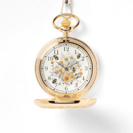 Moderne Wildbloem Bloemen Bijen Stijlvolle Chique  Horloge