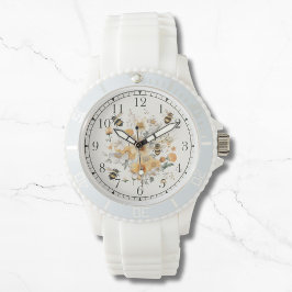 Moderne Wildbloem Bloemen Bijen Stijlvolle Chique  Horloge