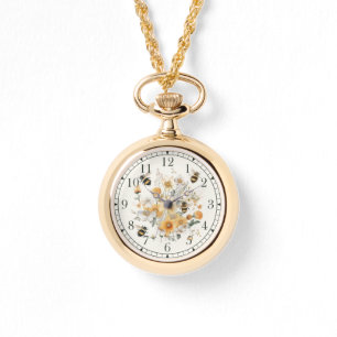 Moderne Wildbloem Bloemen Bijen Stijlvolle Chique  Horloge