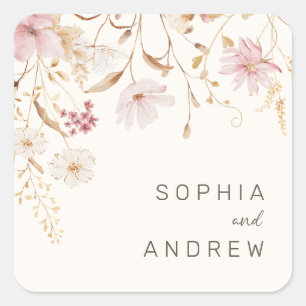 Moderne Wildbloem Botanische tuin bruiloft Vierkante Sticker