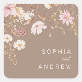 Moderne Wildbloem | Botanische tuin bruiloft Vierkante Sticker