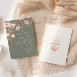 Moderne Wildbloem | Sage Groene bruiloft Details Informatiekaartje