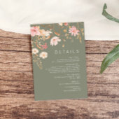 Moderne Wildbloem | Sage Groene bruiloft Details Informatiekaartje