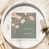 Moderne Wildbloem | Sage Groene Tuin Huwelijk Servet