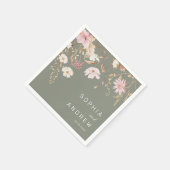Moderne Wildbloem | Sage Groene Tuin Huwelijk Servet (Hoek)