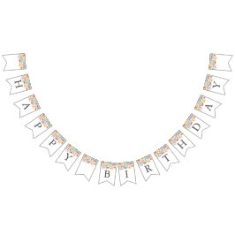 Moderne Wildbloemen Baby Meisje 1e Verjaardagsfees Vlaggetjes