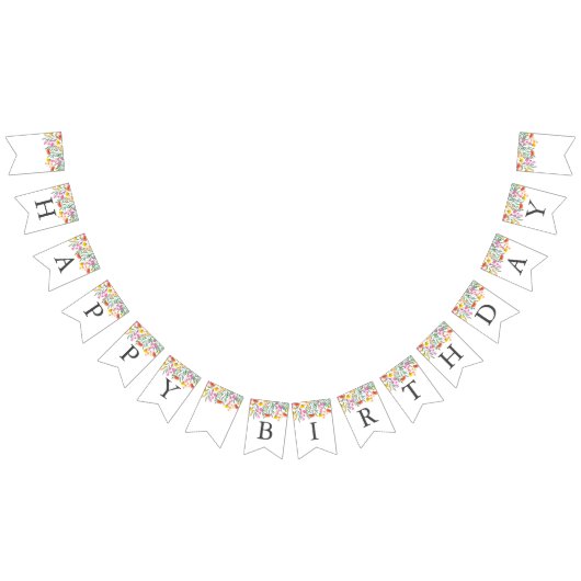 Moderne Wildbloemen Baby Meisje 1e Verjaardagsfees Vlaggetjes (Alle)