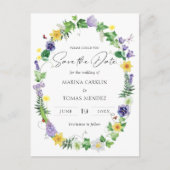 Moderne Wildbloemen Bewaar de datum Aankondigingskaart (Voorkant)