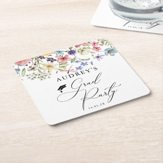 Moderne Wildbloemen Bloemen Bloemen Afstudeerder P Kartonnen Onderzetters (Schuin)