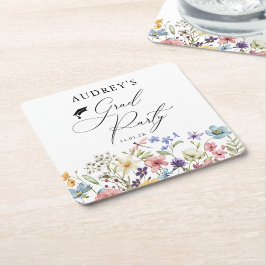 Moderne Wildbloemen Bloemen Bloemen Afstudeerder P Kartonnen Onderzetters (Schuin)