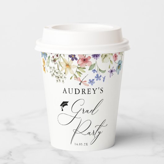 Moderne Wildbloemen Bloemen Bloemen Afstudeerder P Papieren Bekers (Achterkant)