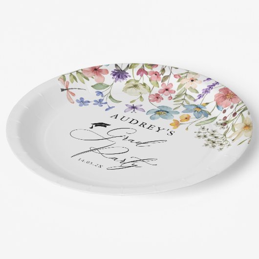 Moderne Wildbloemen Bloemen Bloemen Afstudeerder P Papieren Bordje (Gekanteld)