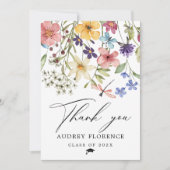 Moderne Wildbloemen Bloemen Foto Graduation Party Bedankkaart (Voorkant)