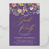 Moderne Wildbloemen Bloemen Foto Graduation Party Folie Uitnodiging (Voorkant)