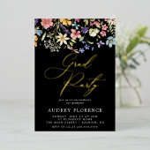 Moderne Wildbloemen Bloemen Foto Graduation Party Folie Uitnodiging (Staand Voorkant)